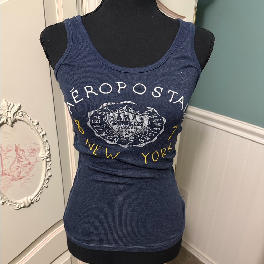 Aeropostale Blue Graphic Tank Top